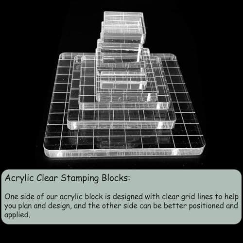 12 PièCes Blocs De Tampon En Acrylique, Bloc Acrylique Pour Tampon, Blocs De Tampons En Acrylique Avec Lignes Grille, Outil De Tampon DéCoratif Pour Album, Scrapbooking, Loisirs CréAtifs, Cartes