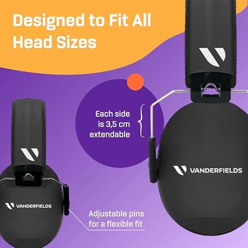Vanderfields Casque Anti Bruit Enfant - Réglable Pliable et Confortable Casque Protection Auditive 27dB SNR pour Kids, Garcon et Fille Âge 3-16 Years, TDAH, Bruit de l'aéroport, Feux d’Artifice