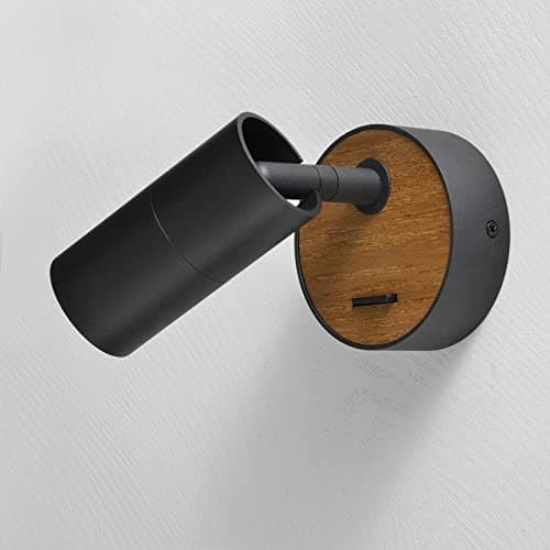 ouglres Applique Murale Noire Avec Interrupteur,2 Packs d'Appliques Murales En Bois Design Rétro En Aluminium,Applique Murale Intérieure Éclairage Compact Salon Chambre,Gu10(Ampoule Non Incluse)