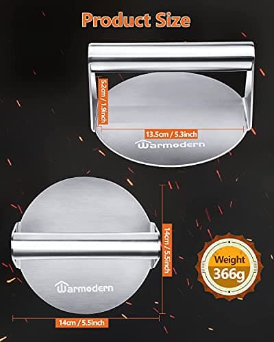 Warmodern Presse à Hamburger, Round Presse à Galettes Antiadhésive en Acier Inoxydable, Ensemble De Presse à Hamburger pour De Délicieux Hamburgers, Galettes, Barbecue