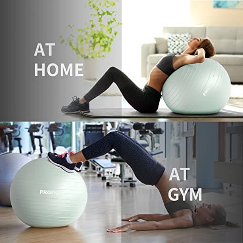 PROIRON Ballon de Gymnastique Ballon d'exercices Fitness Très épais avec mouvements de Yoga,65CM Swiss Ball, Ballon de Gym avec Pompe Rapide, Anti-éclatement et Anti-dérapant Yoga Ball,Vert