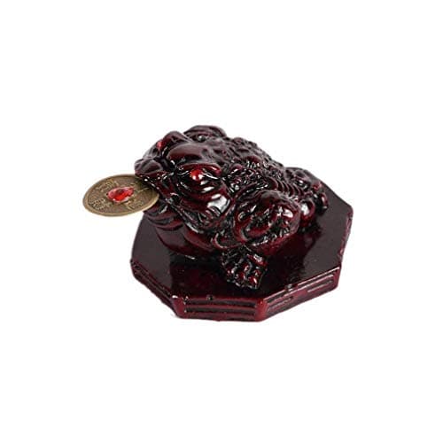 lachineuse - Crapeau de Fortune Feng Shui Rouge - Crapeau à 3 Pattes - 5 x 6,5 x 6,5 cm - Décoration Japonaise Asiatique - Idée Cadeau Originale Japon Asie - Figurine Grenouille Porte-Bonheur Chance