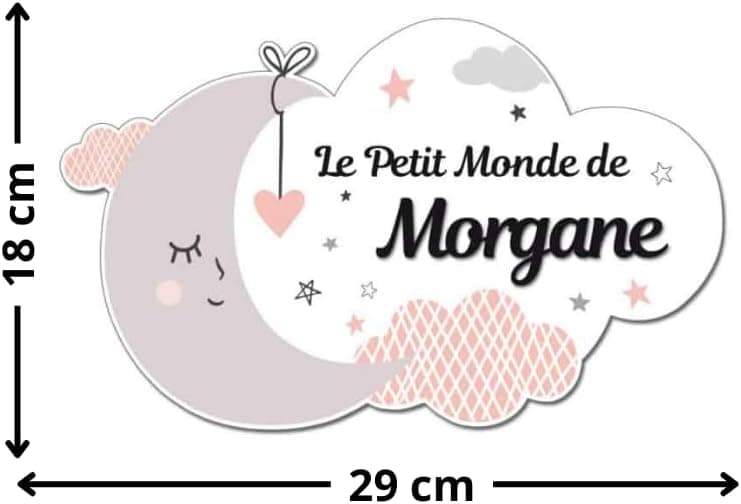 Plaque de Porte Fille Nuage Rose. Plaque Plexi. Plaque Chambre Enfant. Plaque Personnalisable avec Prénom. Décoration Chambre Le Petit Monde De - avec Support en plexi et Renfort