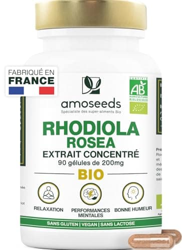 Rhodiola Rosea BIO | Extrait Concentré (rosavine + salidroside) | 100% Naturel | Adaptogène, Anti-stress, Équilibre Émotionnel | 90 gélules vegan | Fabriqué en France | Qualité Supérieure