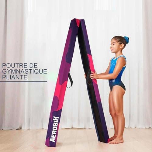 Original Cup Aerobik® Poutre de Gymnastique Pliable Violette pour Enfants et Adultes | Transportable avec Sac de Transport | Rigide, Légère, Antidérapante | 3 Couches Revêtement Soft Touch