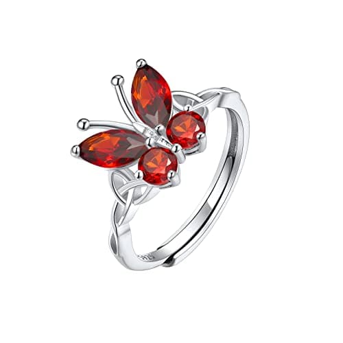 SILVERCUTE Bague Femme Entrelacs Argent 925 avec Pierre de Naissance Juillet - Rubis Synthétique