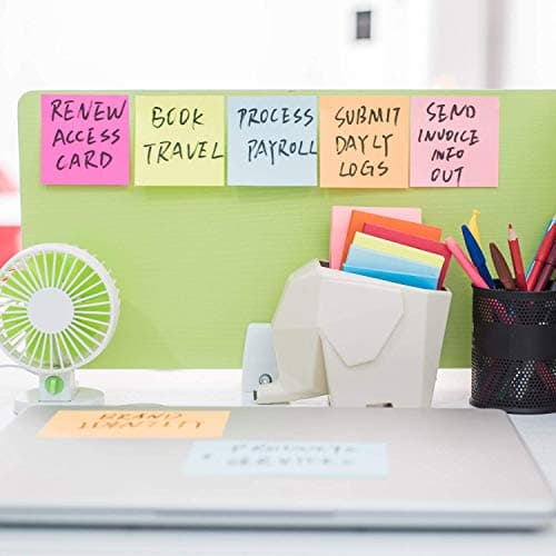 ZCZN Feuillets autocollants 16Blocs Sticky Notes de 8 couleur vive, 76 x 76 mm, 100 feuilles/Bloc Self-sticky Notes, 16Blocs