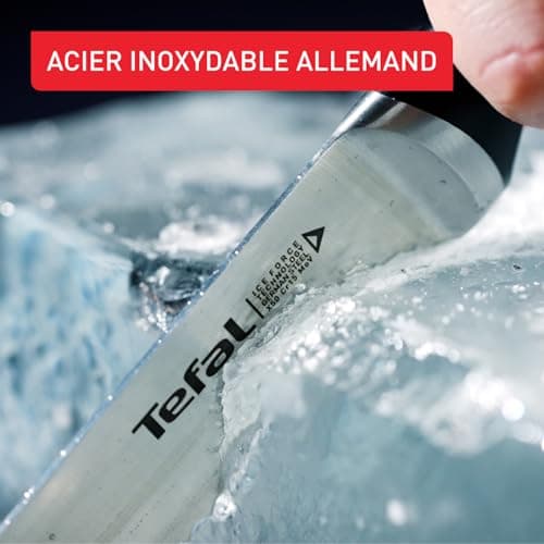 TefaI Ice Force Ensemble 11 pièces Bloc couteaux de cuisine + 10 couteaux, Lames en acier inoxydable allemand, Garantie 10 ans, Coupe et tranchant haute performance K232SA14