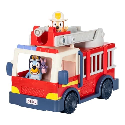 BlueY Camion de Pompier Camion de Pompiers avec Figurines de, de Bingo en pompière et de Bob Bilby Dresse l’échelle, pivote-la et déroule la Lance