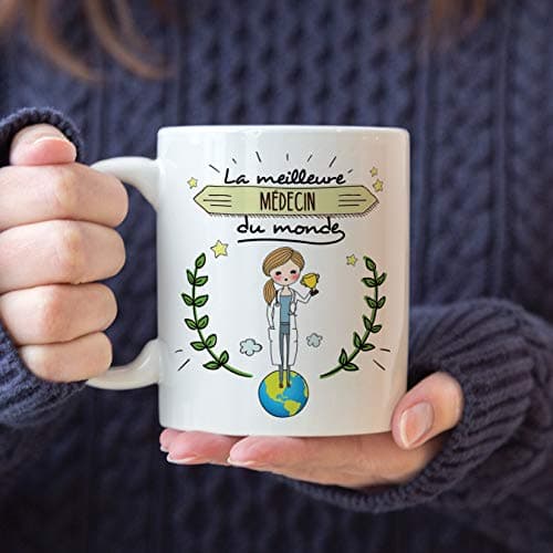Médecin Tasses Originales de café et Petit-déjeuner à Donner Travailleurs Professionnels - La Meilleure Médecin du Monde - Céramique 350 ML