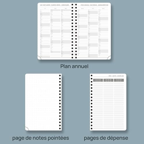 POPRUN Agenda de Poche 2025 A6 Semainier 16 x 10,5 cm - Couverture Souple en PU Cuir Spirale, Petit Agenda, D'Jan 2025 à Déc 2025-12 Mois, Règle signet, Papier Certifié FSC® 100 g/m2, Marron