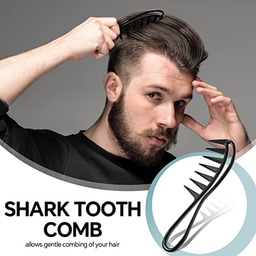 Peigne à Dents Larges Peigne de Requin Peigne de Cheveux pour Coiffure Peigne à Cheveux pour Hommes Femmes 3 Pièces Noir