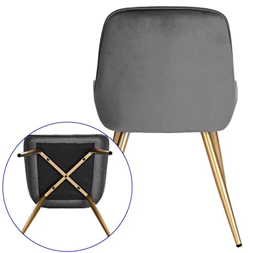 Lestarain Lot de 2 Chaises de Salle à Manger avec Dossier Chaise de Cuisine Rétro Chaise de Salon Assise en Velours et Pieds en Métal,Gris foncé