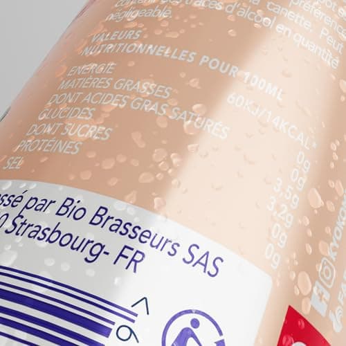 KYO Lot de 8 Canettes 33cl Kombucha Pêche Baies de Sureau bio - Pétillant - faible en sucre - sans alcool et artisanal