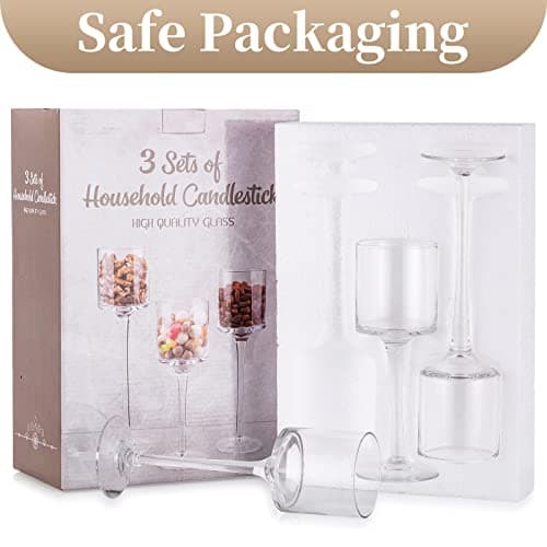 Sziqiqi 3 Pièces Bougeoir en Verre, Chandelier Support pour Bougies Piliers Chauffe-Plat Transparent, Moderne Candélabre Photophore pour Table Deco Salon Noel Maison Cadeaux de Mariage Fêtes
