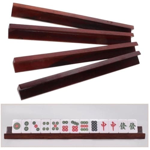 Muteitt Supports De Dominos en Bois, Plateaux De Tuiles De Mahjong en Bois, Supports De Tuiles De Dominos, Plateaux De Dominos pour Mahjong Mexican Train Chickenfoot Autres Jeux