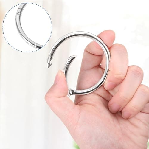 WUISOLQP Lot de 6 mousquetons ronds - 60 mm - En alliage de zinc - Grand mousqueton rond - Anneau rond - Porte-clés - Pour sac, sac à main, bricolage, artisanat - Argenté