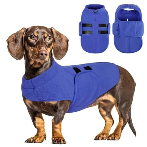 PUZAUKAL Pull pour Petit Chien,Pull-Overs pour Chien et Chat en Polaire Doux Veste Gilet Chien avec Harnais Pull Chaud pour Moyen Grand Chien Bleu(XS)