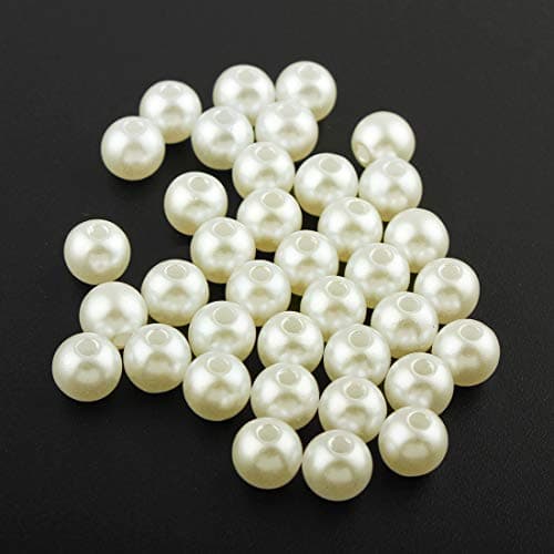 Perlin Lot de 800 perles de cire rondes en plastique acrylique pour décoration de table de mariage Blanc crème 4 mm