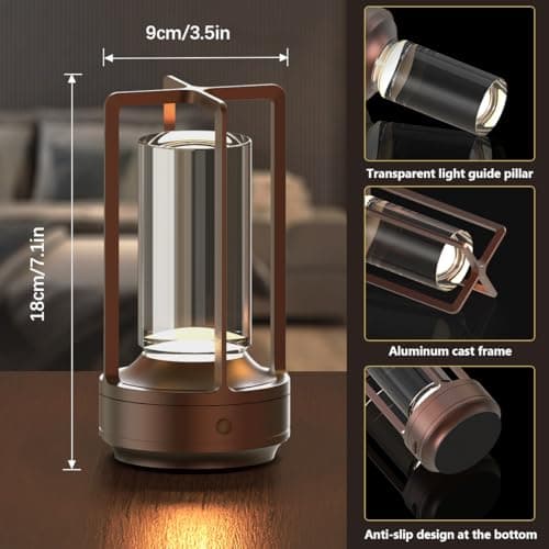 Hapfish lampe de table sans fil rechargeable usb, 3000mAh lumiere bureau LED tactile, 3 températures de couleur, luminosité réglable, pour chevet, camping, interieur, exterieur, terrasse, restaurant