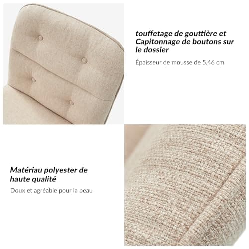 HULALA HOME Chaise de Bureau, Chaise Pivotante, Chaise de Bureau Vintage, Réglable en Hauteur et Ergonomique pour Salon et Bureau, Beige