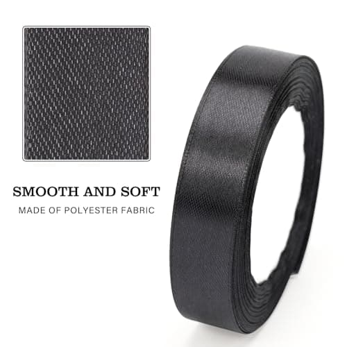 G2PLUS Ruban Satin Noir 22M Ruban Satin 20mm Ruban Cadeau Rubans Couture Pour la Décoration de la Maison de Mariage et L'emballage de Cadeaux