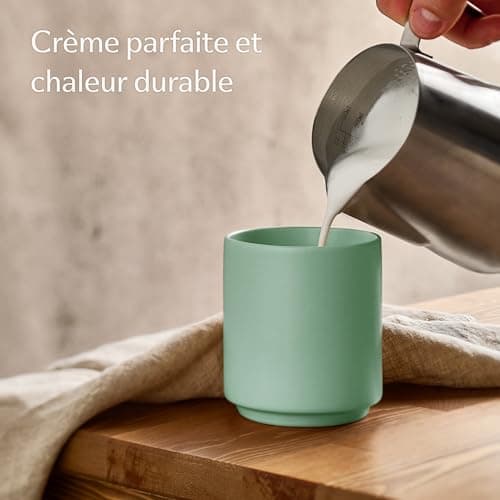 Cosumy Tasse à Café en Céramique - 4 Tasses à Cappuccino Pastel - Design Minimaliste & Empilable - Résistant à la Chaleur - Lavable au Lave-Vaisselle - 200 ml