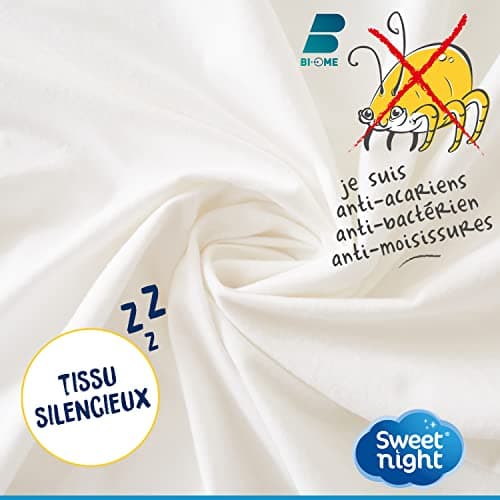 SWEET NIGHT Sweetnight - Protège Matelas 160x200 cm | Alèse Imperméable et Anti Acariens | Molleton 100% Coton | Silencieux et Respirant