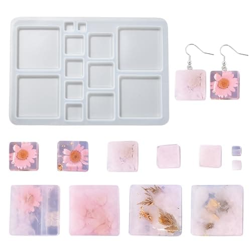 UR URLIFEHALL Lot de 5 moules carrés en silicone pour cabochon en résine pour bijoux, loisirs créatifs, décoration d'intérieur, loisirs créatifs