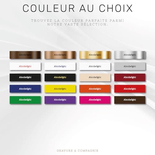 Plaque de Boîte Aux Lettres Personnalisée Adhésive PVC – 10 x 2,5 cm – Gravure Laser – 20 Couleurs Disponibles (Noir texte Blanc)