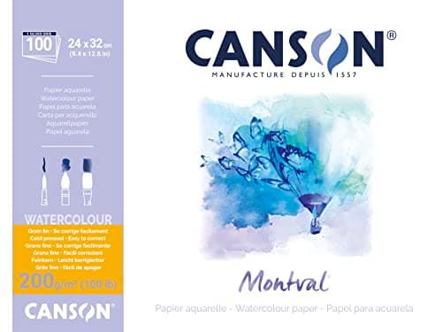 CANSON Montval - Bloc 100 feuilles papier aquarelle grain fin - 24 x 32 cm - 200g/m2