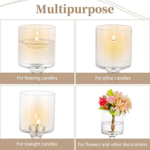 Sziqiqi 3 Pièces Bougeoir en Verre, Chandelier Support pour Bougies Piliers Chauffe-Plat Transparent, Moderne Candélabre Photophore pour Table Deco Salon Noel Maison Cadeaux de Mariage Fêtes