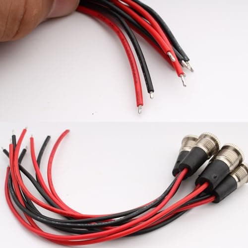 RUNCCI-YUN Lot de 5 Connecteur DC 5,5 x 2,1mm Connecteur Alimentation À Souder, DC d'alimentation Connecteur, Connecteur Plug DC 12v 10A, Panneau Monture Connecteur(avec Ligne 15cm)