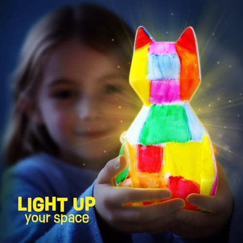 DIY-LAOESE Kit de Peinture Lampe de Chat Veilleuse 3D, Cadeau Fille 6 7 8 9 10 12 Ans, Loisirs Créatifs Bricolage Enfant, Jouet Fille Garcon, Kit d'Arts et d'Artisanat, Idee Cadeau Fille 4-12 Ans