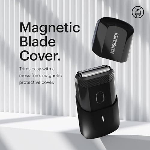MANSCAPED® The HandymanTM Rasoir Compact pour le Visage – Rasoir Électrique sans Fil pour Homme Format Voyage avec Batterie USB-C Rechargeable, Niveleur pour Poils Longs & Lames à Grille Étanches