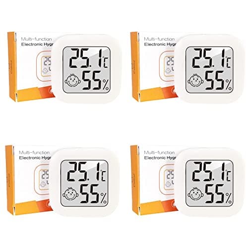 Lot Thermomètre Intérieur,LCD Mini Digital Thermometre Hygrometre Interieur, Haute Précision Petit Thermomètre d'intérieur Exterieur Mural Pour Maison, Chambre Bébé, Culture and Cave (4)