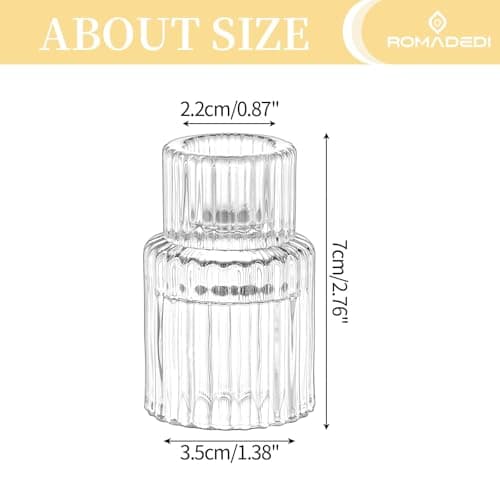 Romadedi Petite Chandelier Bougeoir Verre - Lot de 20 Bougeoir Decoratif Mariage Noel Decoration Maison, Supports pour Bougies Coniques Centre de Table Salon Chambre