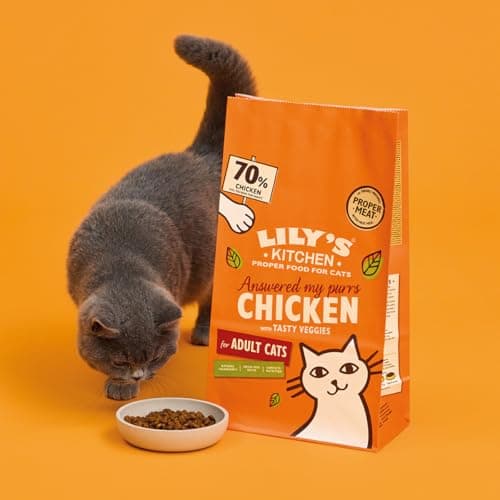Lily’s Kitchen Fabriqué à partir d’ingrédients naturels Sac d’aliments secs pour chats adultes Sac Poulet aux légumes Recette sans céréales 2 kg