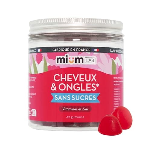 Mium Lab - Cure 21 jours - Pousse & Fortification Cheveux et des Ongles - Cliniquement testé & Hautement dosé (10000% Biotine) | Gummies Goût Fruits Rouges Sans Sucre | Fabriqués en France