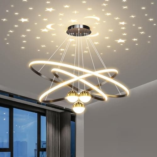 Aleaty LED table à manger suspension dimmable table à manger moderne suspension Restaurant suspension télécommande Design Bureau suspension cuisine LED salon plafonnier (noir, 3 anneaux)