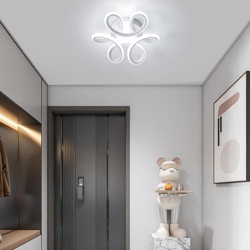 Dorlink Plafonnier LED Fleur, 22W 1980LM Luminaire Plafonnier Petit, Lampe de Plafond LED Moderne, Plafonnier Salon Blanc, 6500K Blanc Froid Plafonnier Chambre, Couloir, Cuisine, Ø24CM