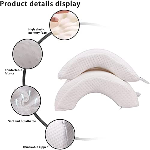 ALEVMOOM Oreiller de Bras pour Couples,Oreiller pour Bras de Dormeur Latéral,Oreillers Câlins,Oreillers Oreiller de Repos de Bras Cou en Mousse à Mémoire,Oreillers Ergonomiques pour la Nuque (Blanc)