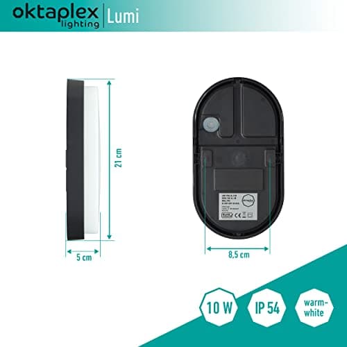 oktaplex lighting Lampe LED Éclairege de plafond pour sous-sol Lumi IP54-10W 800Lm 3000K - Luminaire Plafonnier LED extérieur et l'intérieur Oval