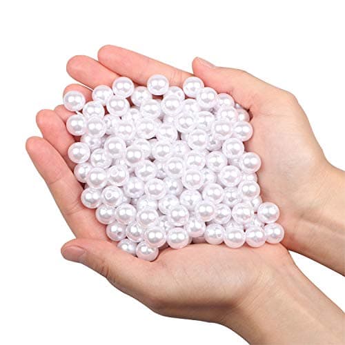 Élégant Perle Bijoux 180 Pièces 12mm Plastique Perle de Decoration/les DIY Bijoux Colliers/Decoration Mariage/Fête d'anniversaire Décoration Vase Maison (Blanc 12mm)