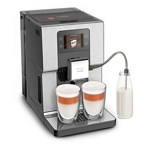 KRUPS Machine à café grain, Pression 15 bars, 17 boissons, Cafetière grain avec broyeur, Système One Touch Cappuccino, Écran tactile, Voyants lumineux, Intuition Expérience, Noir EA876D10