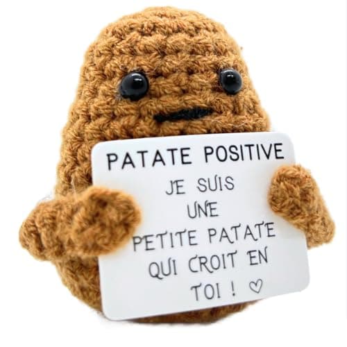 Patate Positive Cadeau Original & Amusant Decoration Maison | Idee Drole | Anniversaire Fille Garcon Ado Femme Homme Couple | Objet Collegue Bureau | Fete Enfant Parent | Peluche Fun & Motivation