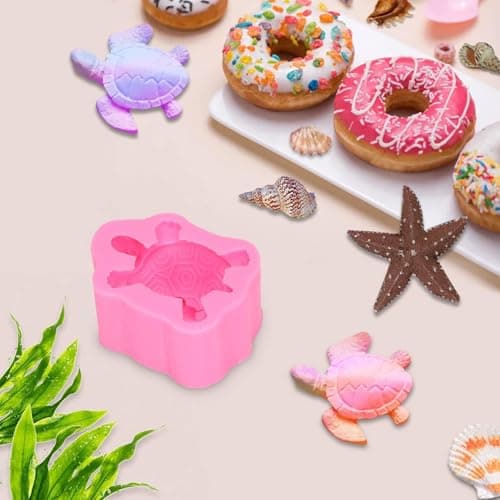Agatige Moules en silicone avec trous en forme de tortue de mer, moules en silicone en forme de tortue 3D, Moule Silicone Tortue Moule à Fondant Tortue Pour bricolage de bijoux et d'artisanat