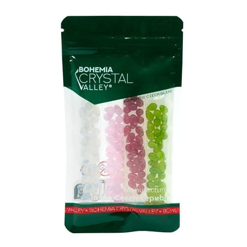 120+ Bead Kit of 6x9mm Pendant Drop Beads - Teardrop Glass Beads for Jewelry Making Set in 4 Opal Colors: White, Pink, Dark Pink, Grass Green