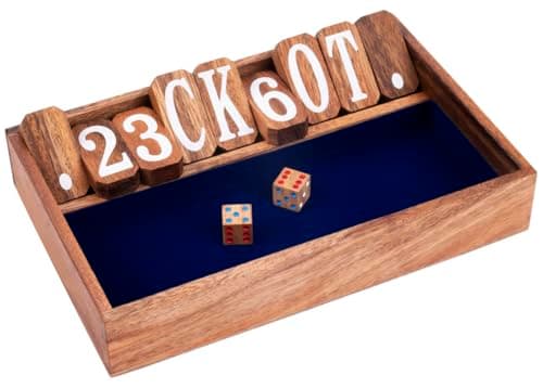 Engelhart - 350121 - Shut The Box 2 Joueurs - Jeu de Trac - Jeu de café - Jeu de Famille - Jeu en Bois Ecologique - à partir de 6 Ans