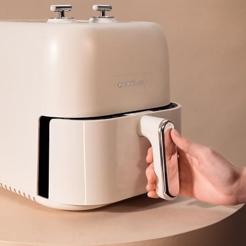 Cecotec Friteuse à Air sans Huile de 5 L Cecofry Antique 5000. Air Fryer. 1500 W, Numérique, Design Rétro, Technologie PerfectCook, 80-200oC, Temps Réglable, Pièces Détachables